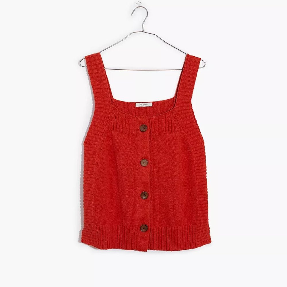 Madewell Red Knit Button-Front Tank
